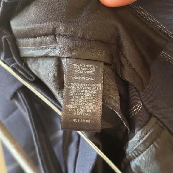 Express Women's Navy Pinstripe Pants with Paperbag Waist - 10 - Picture 6 of 6